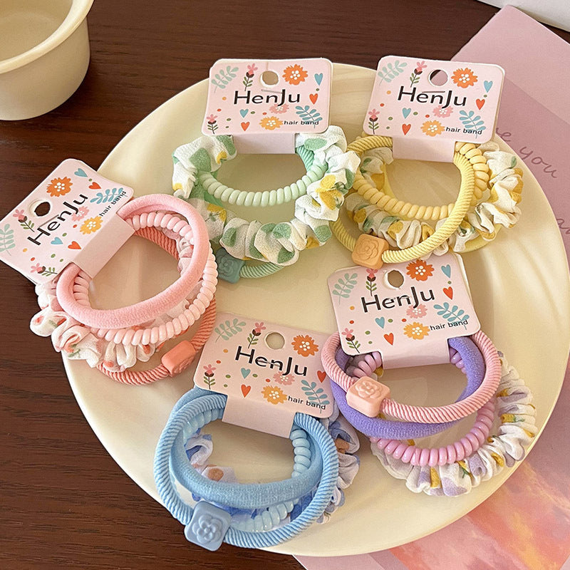 Four-piece Dopamine Rubber Band Hair Tie - Pack of 6 (Net Price Rs.120)