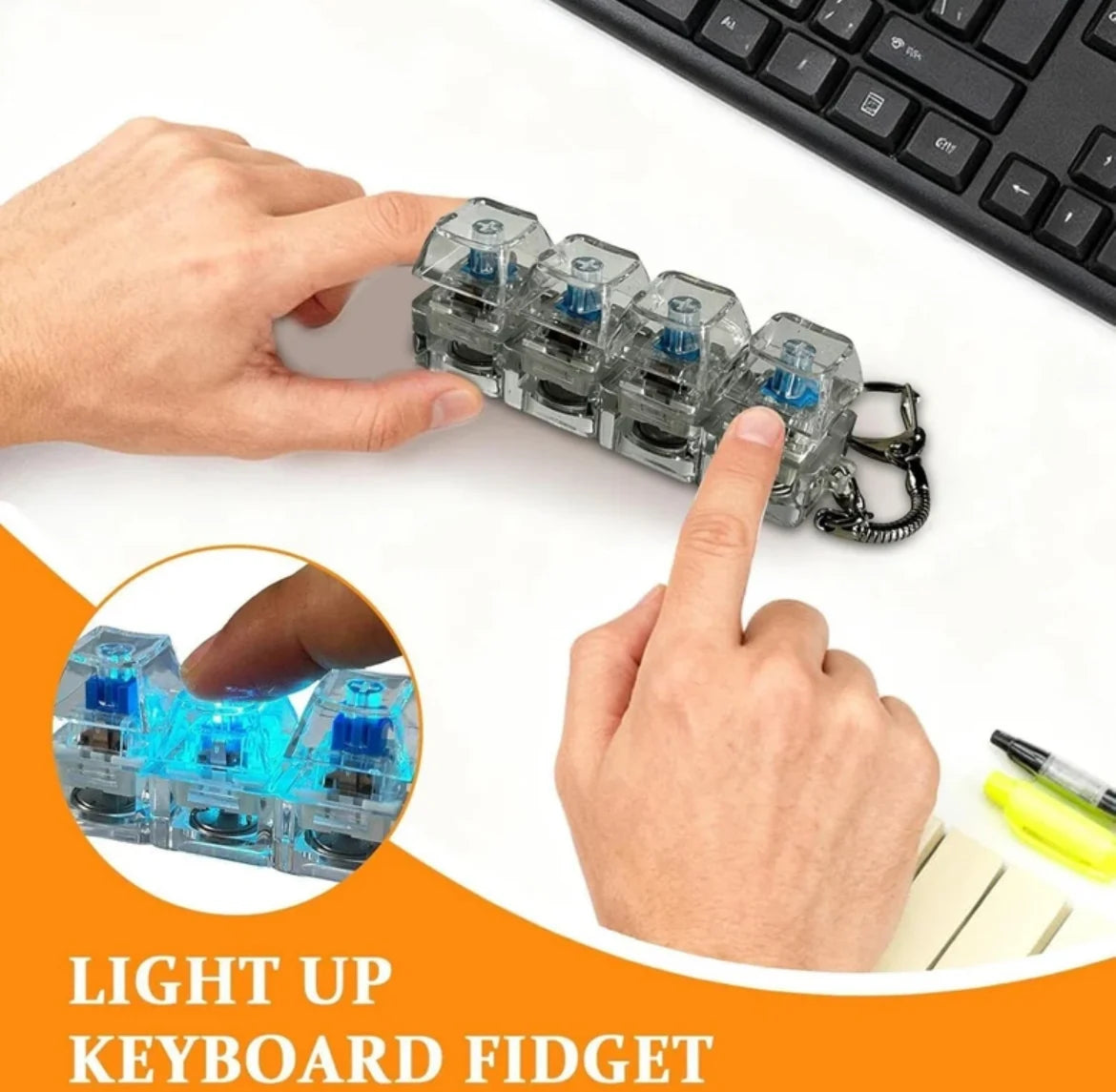 Transparent Switch Stress Relief Keyring with light (3 Pcs) Net Price Rs.94