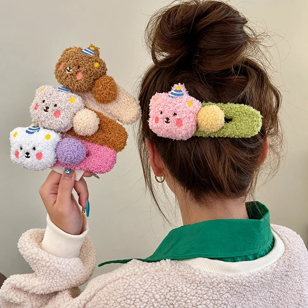 Plush Pudding Bear Large Duckbill Hairpin(MOQ 3) Net Price Rs.50