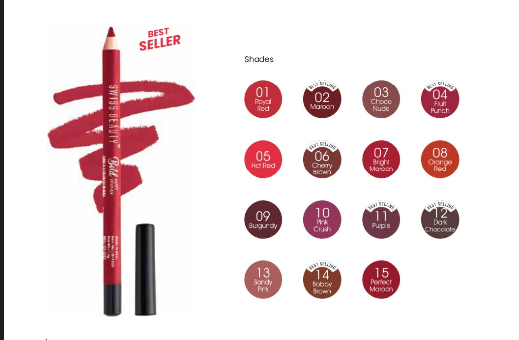 SWISS Beauty Lip Liner - 5 pcs (Net Price Rs.45)