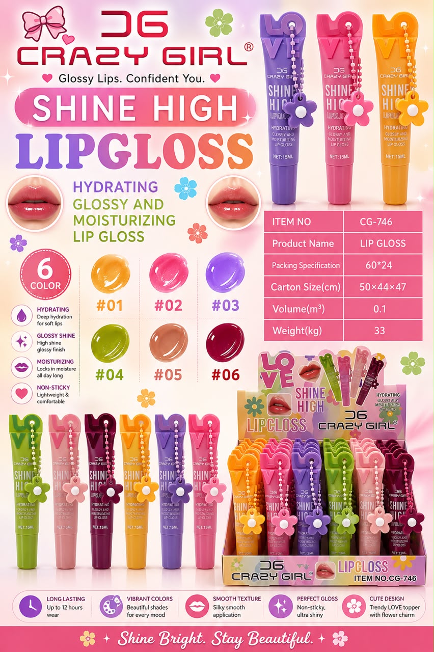 Shine High Lip Gloss (6 pcs) Net Price Rs.55