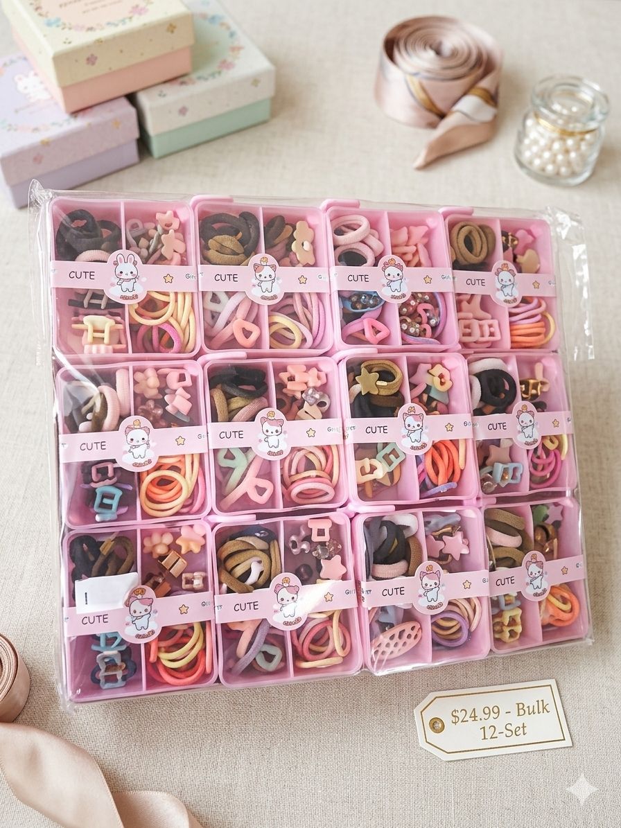 Kids Mini Hair Accessories Gift Box (MOQ 4 Boxes) Net Price Rs.50