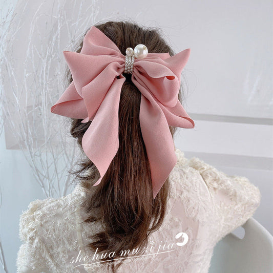 Chiffon Bow Pearl Hairpin - Pack of 3 (Net Price Rs.60)