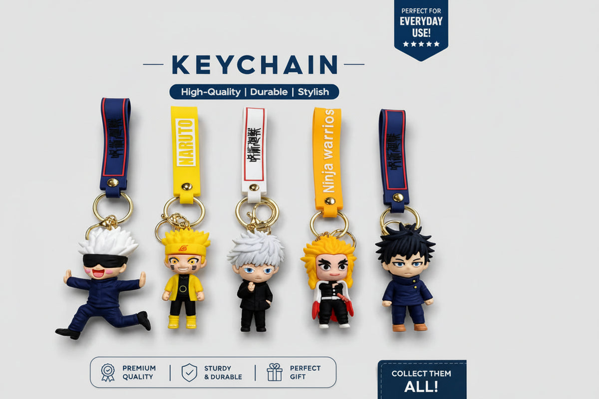 Naruto and Gojo Rubber keychain (6 Pcs) Net Price Rs.45