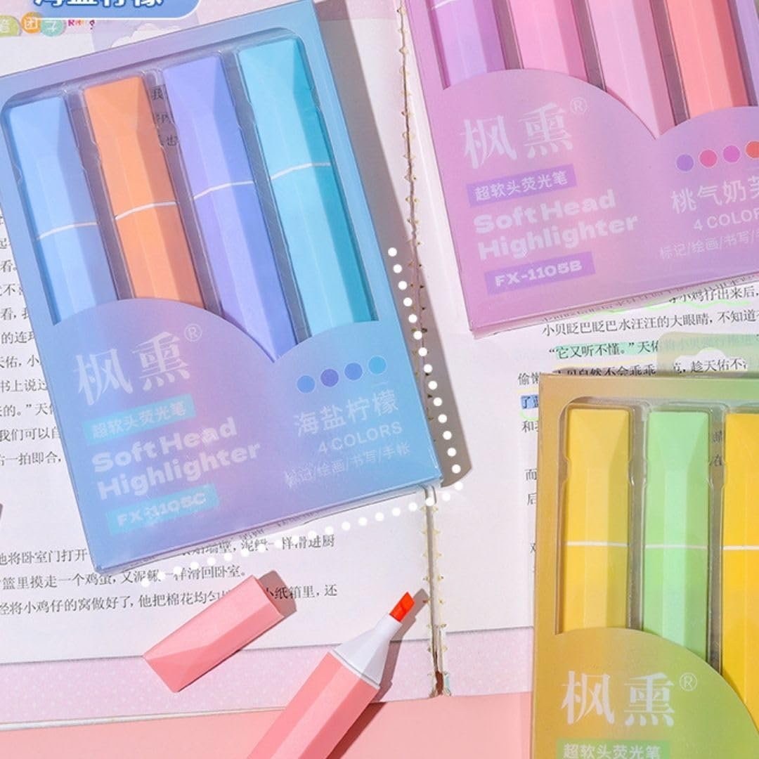 4 colors Highlighter Set(Pack of 3) Net Price Rs.65