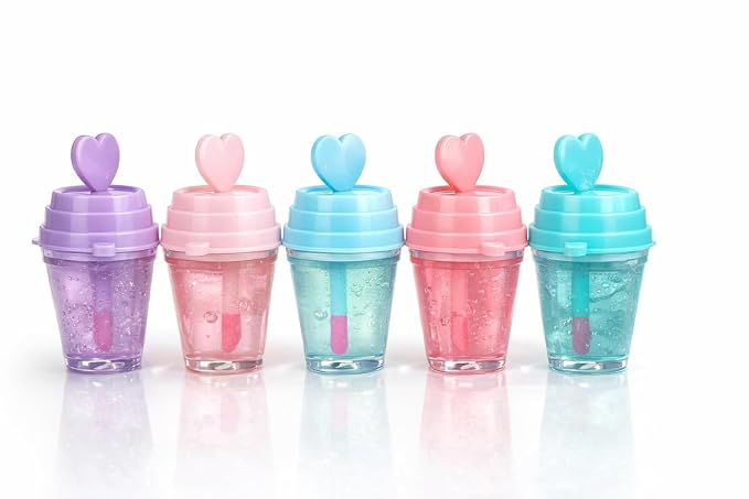 Cute Mini Cup Lip Gloss with Heart Lid (6 pcs) Net Price Rs.45