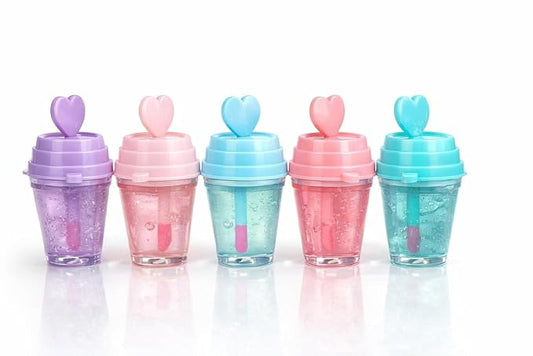 Cute Mini Cup Lip Gloss with Heart Lid (6 pcs) Net Price Rs.45