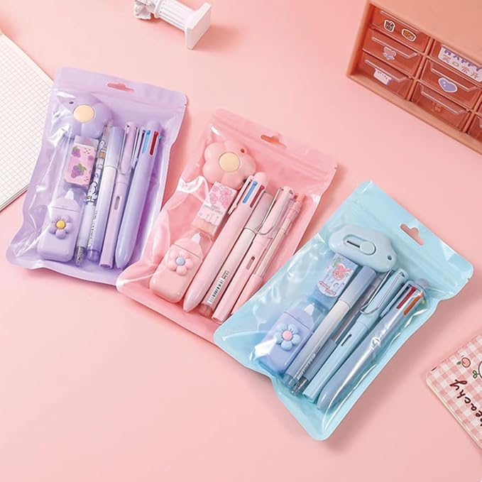 7 pcs Aesthetic Stationery Set (pack of 4) Net Price Rs.145
