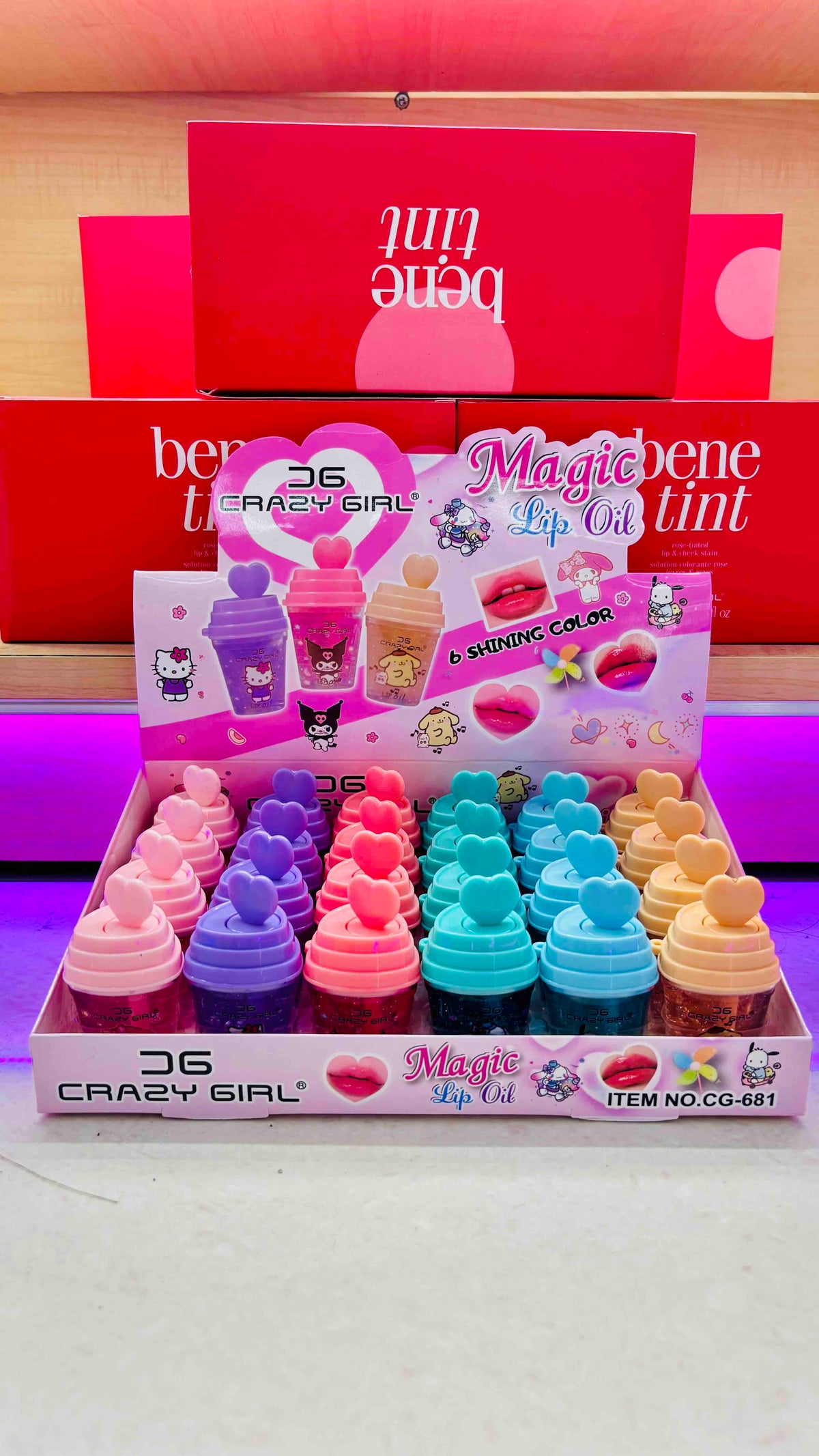 Cute Mini Cup Lip Gloss with Heart Lid (6 pcs) Net Price Rs.48