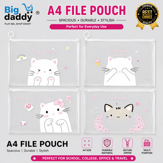 Colourful A4 Size file pouch (6 pcs) Net Price Rs.35