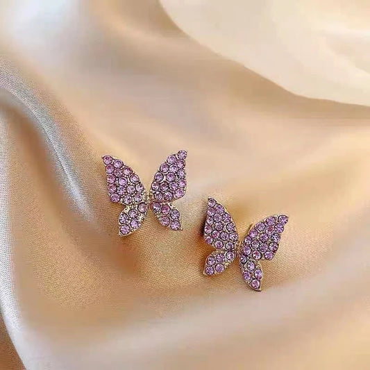 2 Pairs - New Elegant Purple Butterfly Earrings (1 Pair Price Rs.55)