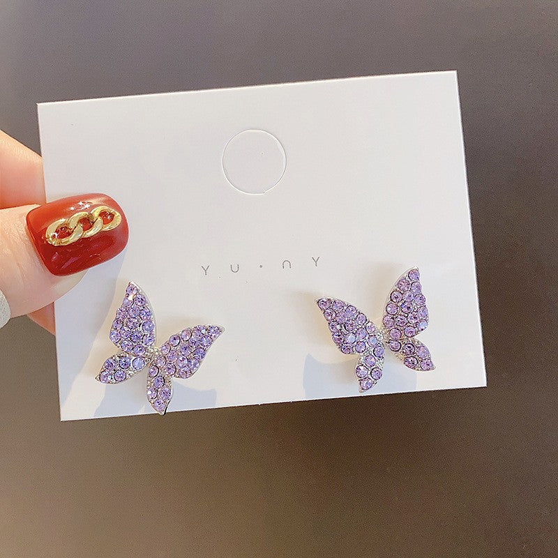 2 Pairs - New Elegant Purple Butterfly Earrings (1 Pair Price Rs.55)