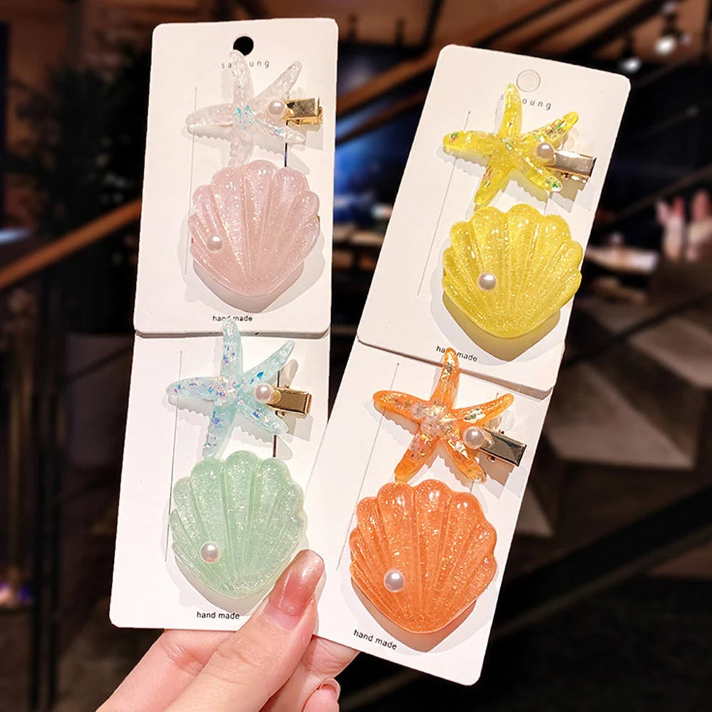 2-Piece Set of Starfish Shell Hairpin(MOQ 4 Cards) Net Price Rs.50