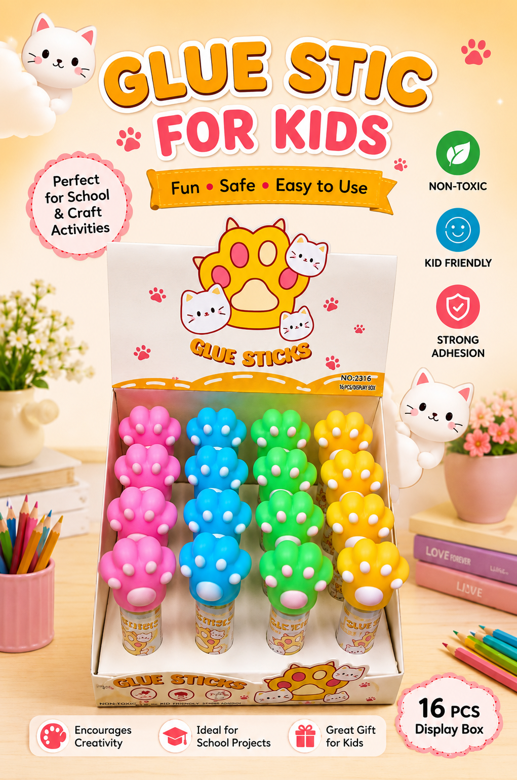 Cat Paw Glue Stick (4 Pcs) Net Price Rs.40