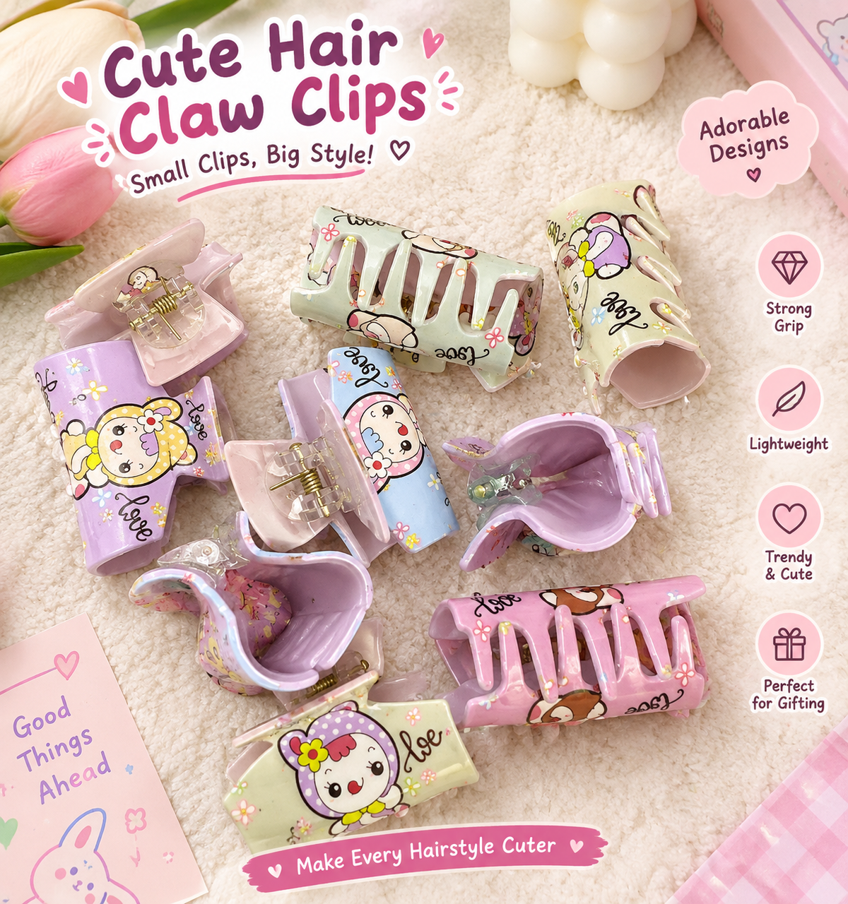 Sweet Doll Acrylic Hair Claw (5 Pcs) Net Price Rs.35