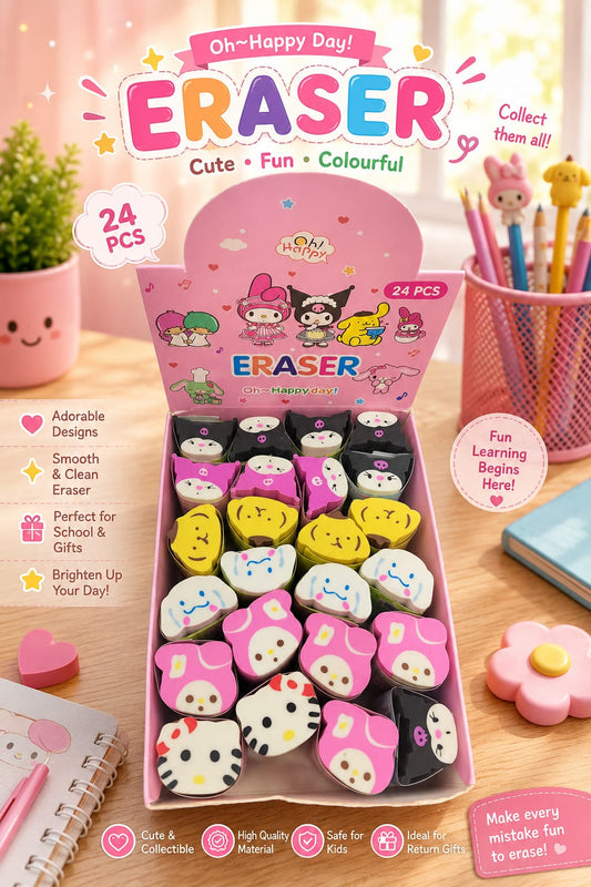 Sanrio Colourful Erasers (12 pcs) Net Price Rs.16