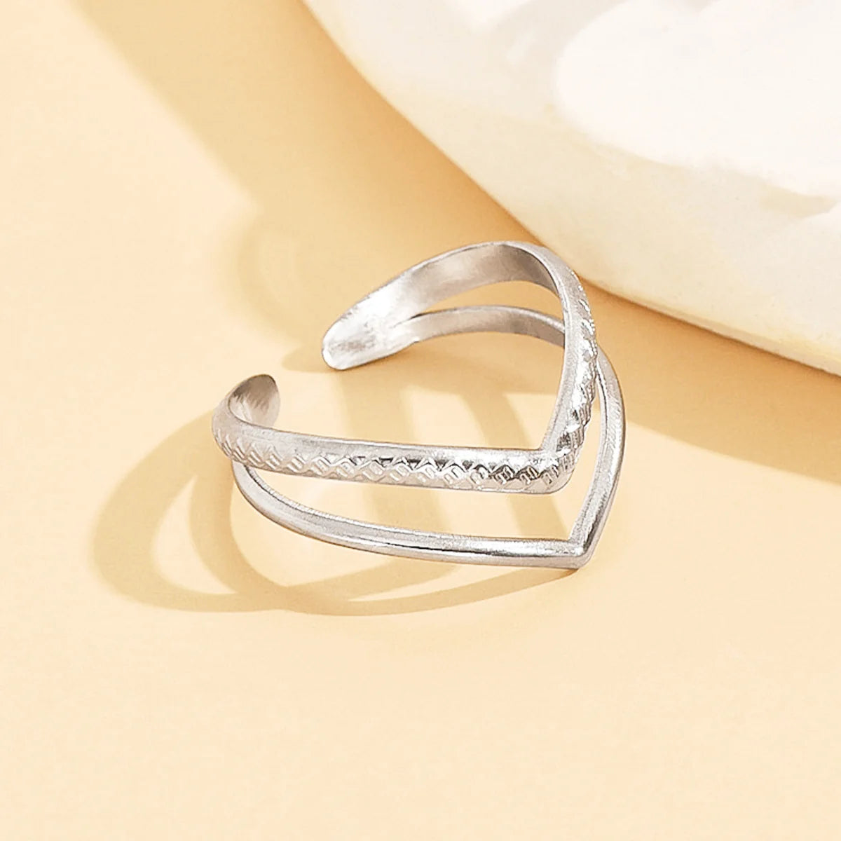 Anti Tarnish Double-layer v-shaped ring silver(Pack of 3) Net Price Rs.48