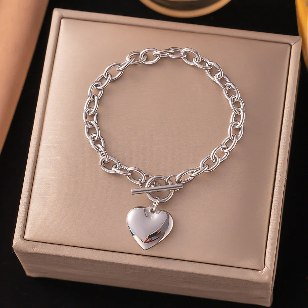 Anti-tarnish buckle heart bracelet (Pack of 3) Net Price Rs.68