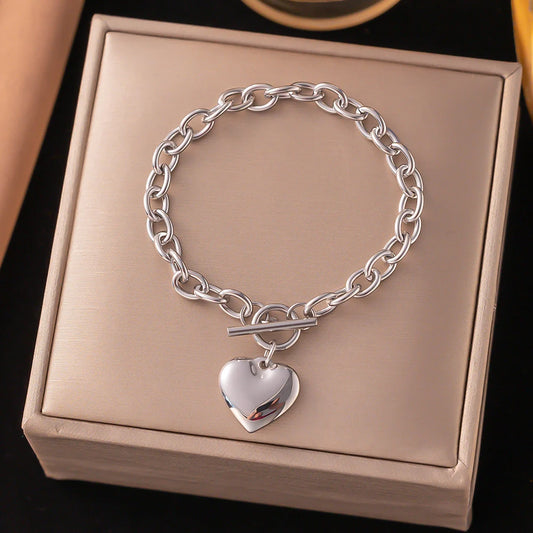 Anti-tarnish buckle heart bracelet (Pack of 3) Net Price Rs.68