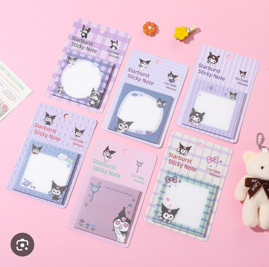 Kuromi Sticky notes(Pack of 6) Net Price Rs.30