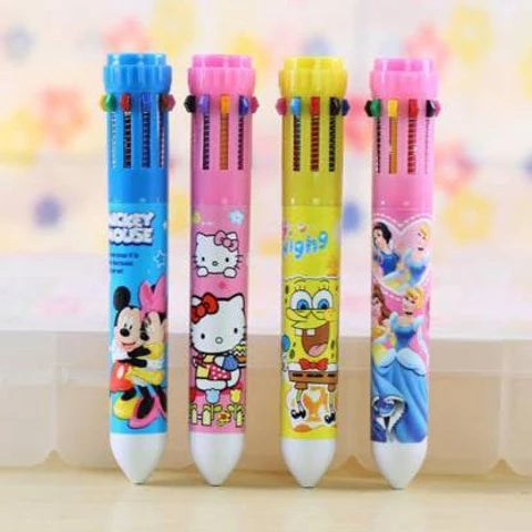 10-in-1 Multicolor Character Pen (6 pcs) Net Price Rs.35