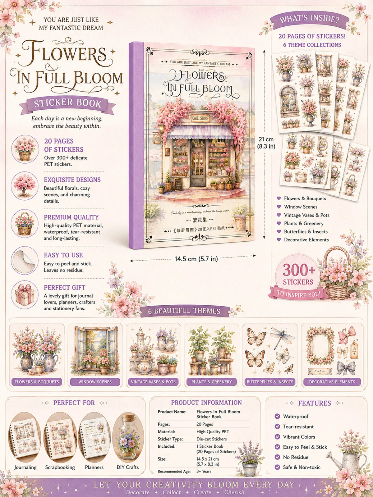 Vintage Floral PET Sticker Book(2 pcs) Net Price Rs.95