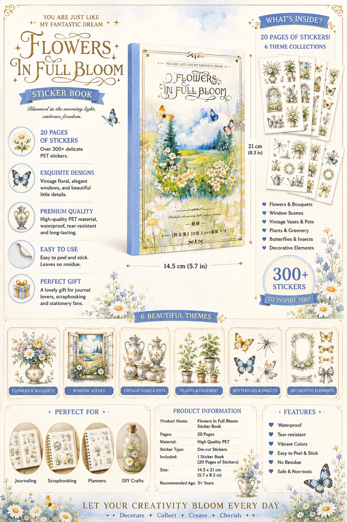 Vintage Floral PET Sticker Book(2 pcs) Net Price Rs.95
