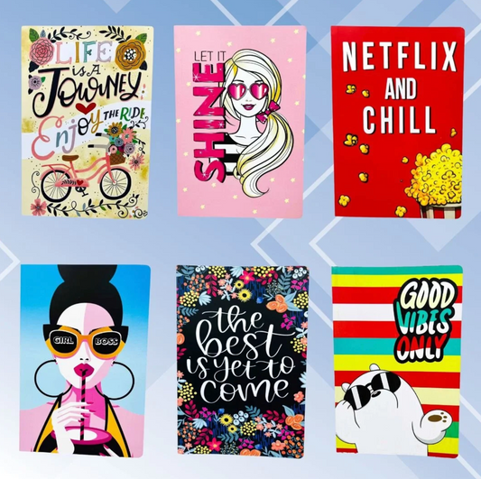A5 Ruled Soft Bound Diaries -Pack of 6 (Net Price Rs.50)