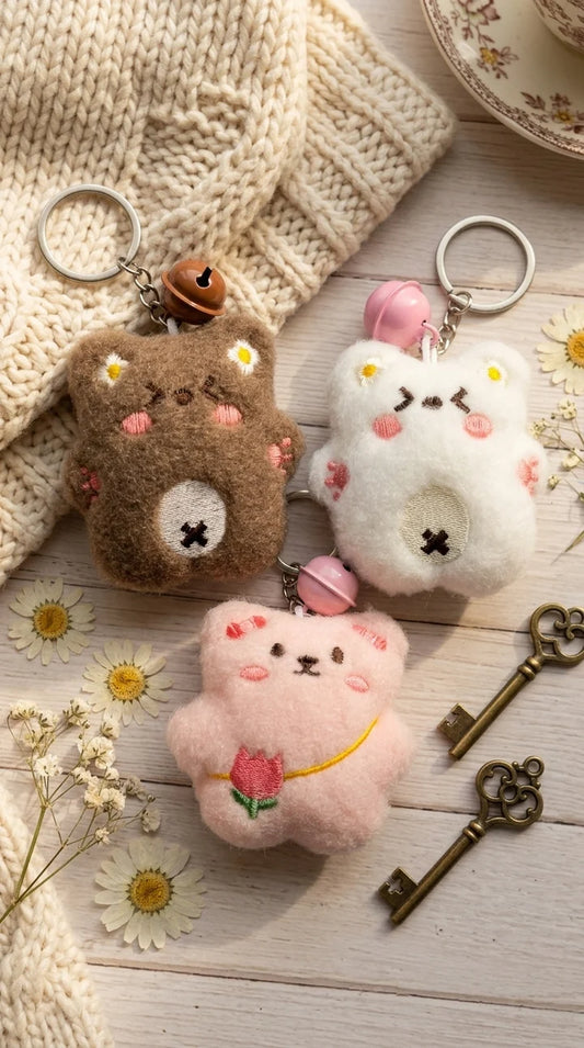 Mini Plushies Keychain with Bell (3 Pcs) Net Price Rs.45