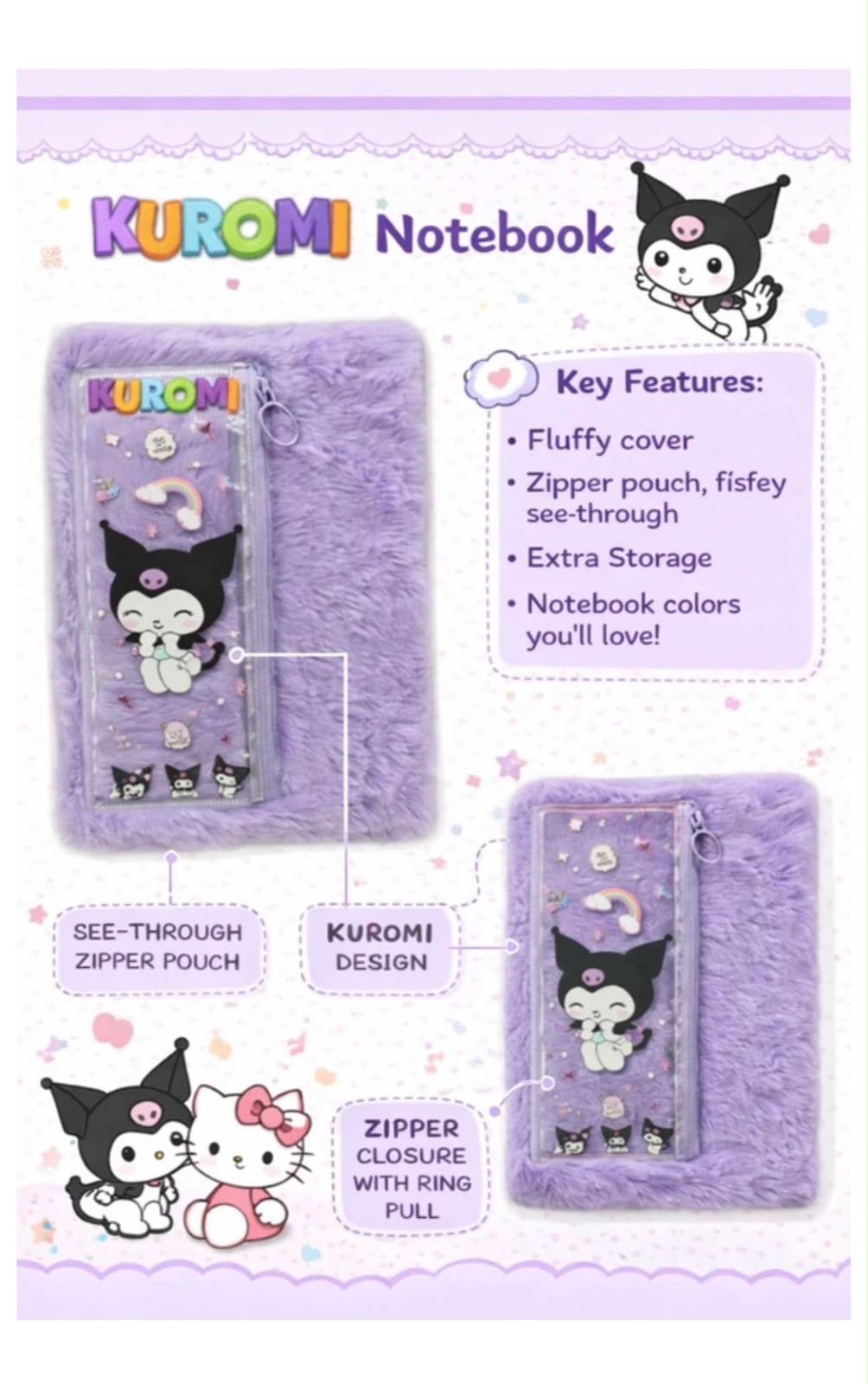 A5 Fur Diary with Attached Pencil Case (2 Pcs) Net price Rs.130
